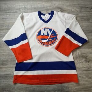 Unbranded NY Islanders Hockey Jersey Mens XL White Blue Orange Vintage 90s NHL